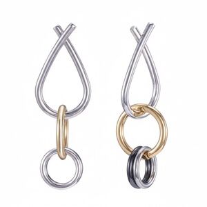 Womens Silver Interlocking Hoop Earrings